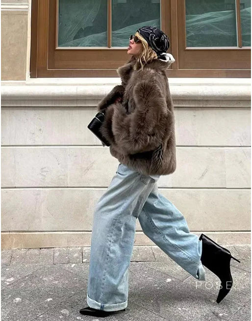 Eman Plush Faux Fur Jacket