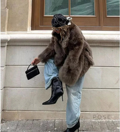 Eman Plush Faux Fur Jacket