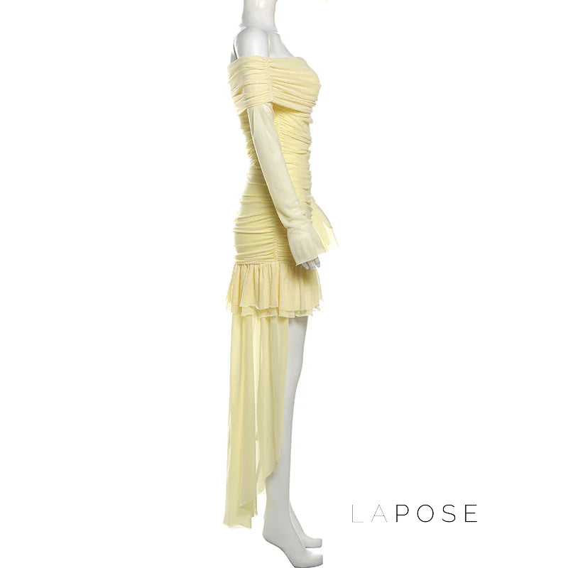 Emely Off-Shoulder Ruched Gown