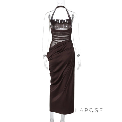 Emi Pleated Halter Maxi Dress