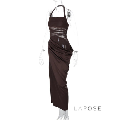 Emi Pleated Halter Maxi Dress
