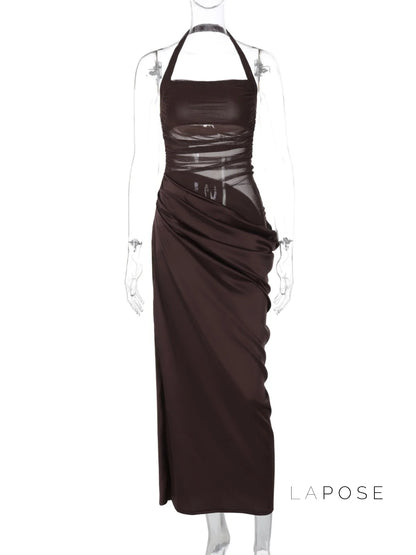 Emi Pleated Halter Maxi Dress