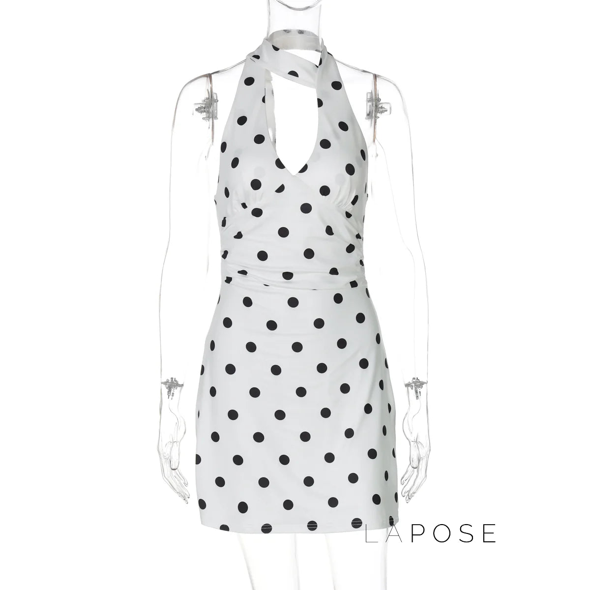 Emmilyn Polka Dot Halter Midi Dress