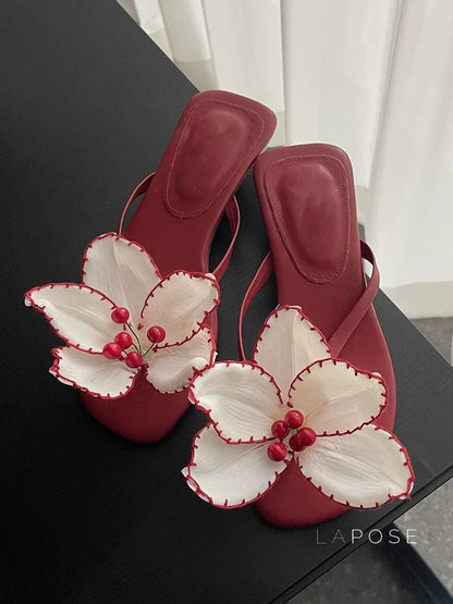 Emori Floral Kitten Heel Sandals