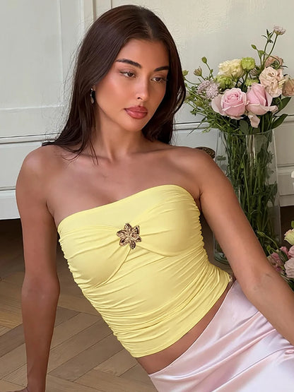 Everlee Metal Bandeau Crop Top