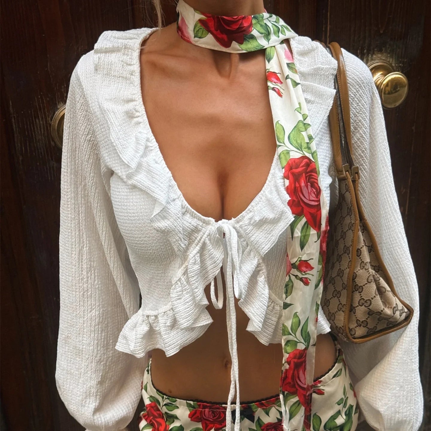 Floral Ruffle Three-Piece Short Set