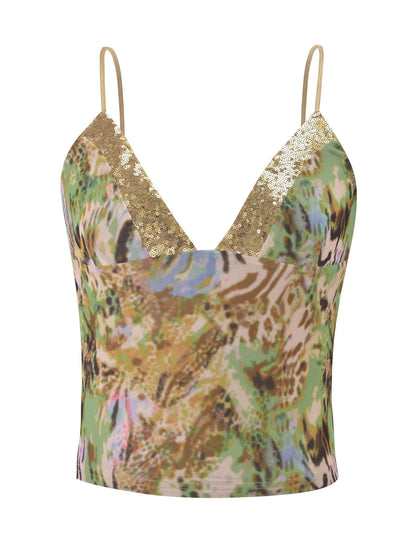Francisca Animal Swirl Sequin Top