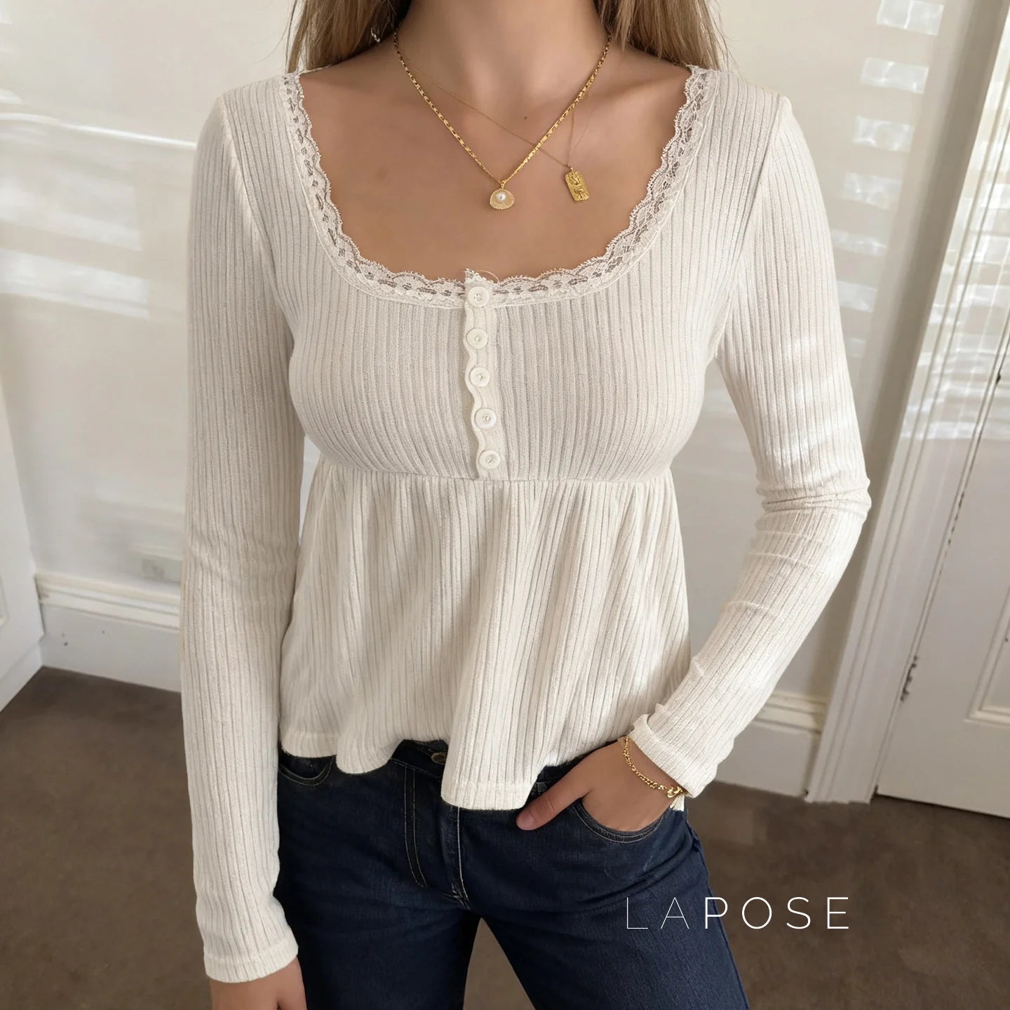 Goddess Knit Lace Square Top