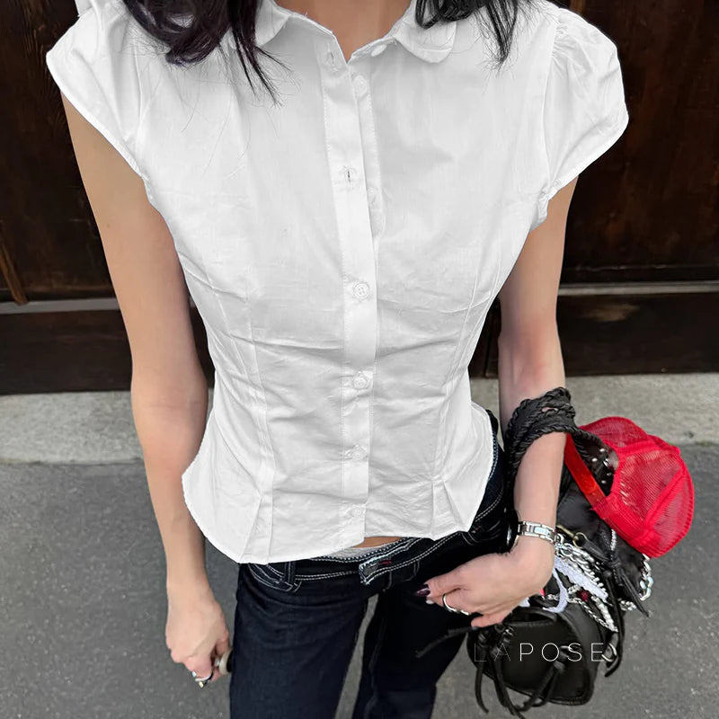 Greenlee Puff Sleeve V-Neck Top