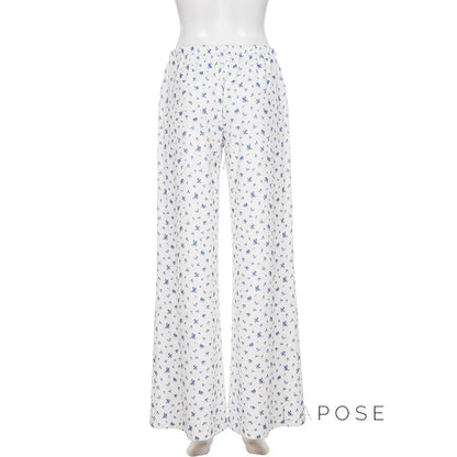Grey Floral Drawstring Lounge Pants