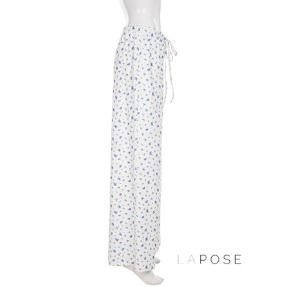 Grey Floral Drawstring Lounge Pants