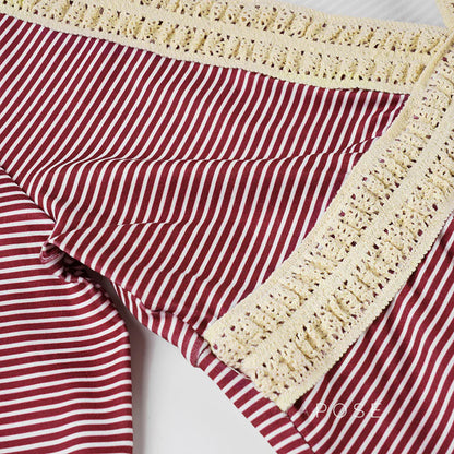 Haley Red Striped Lace Top