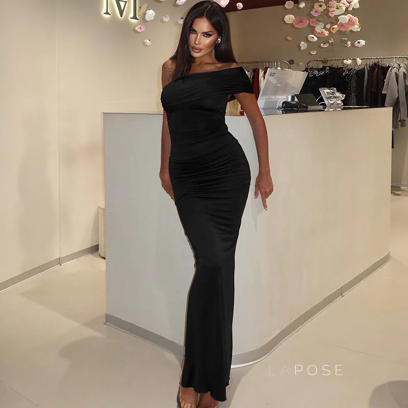 Hayat One-Shoulder Ruched Maxi Dress