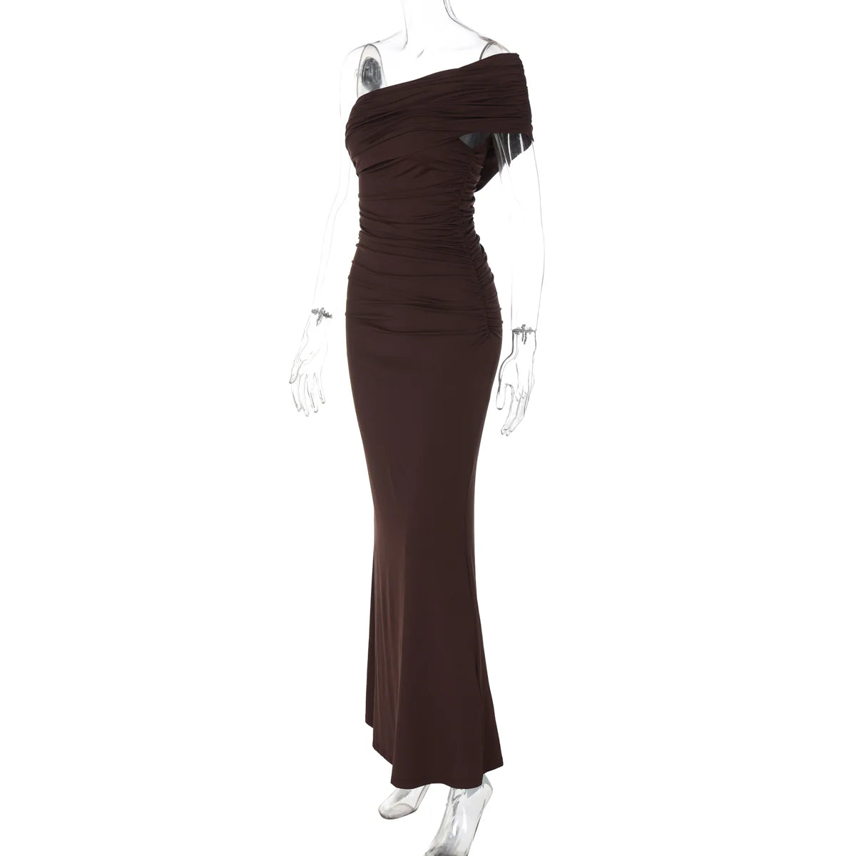 Hayat One-Shoulder Ruched Maxi Dress