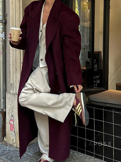 Heavenleigh Wine Red Long Coat