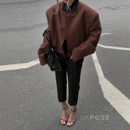 Isela Padded Shoulder Cropped Jacket