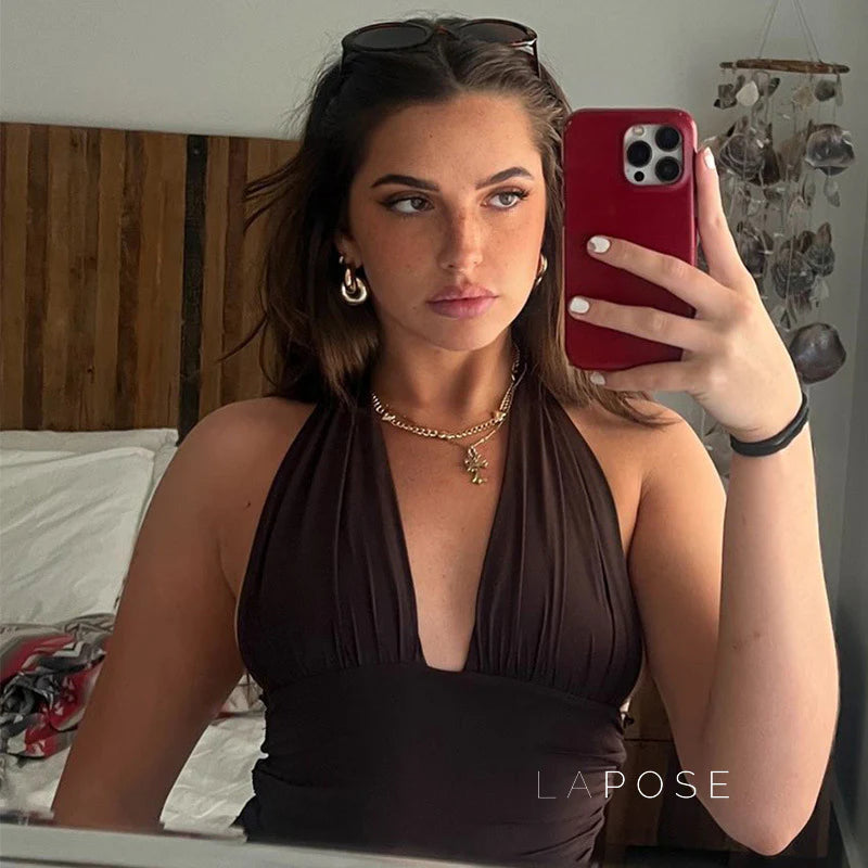 Jayana Deep Neck Halter Top