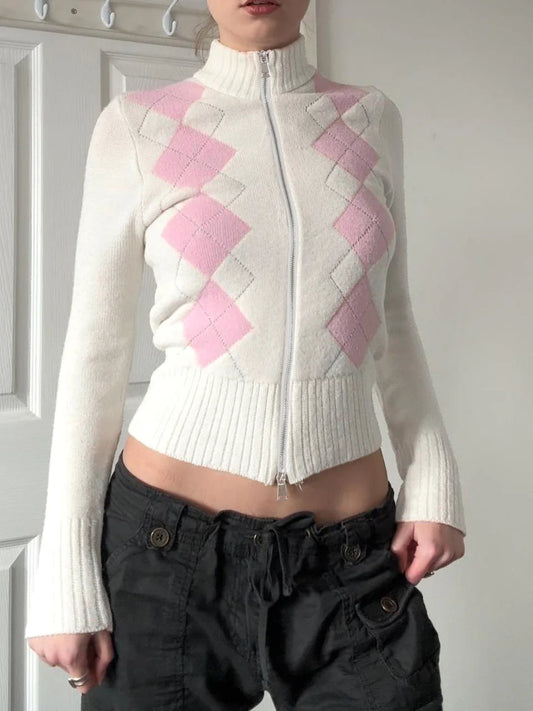 Jenesis Plaid Knit Cardigan