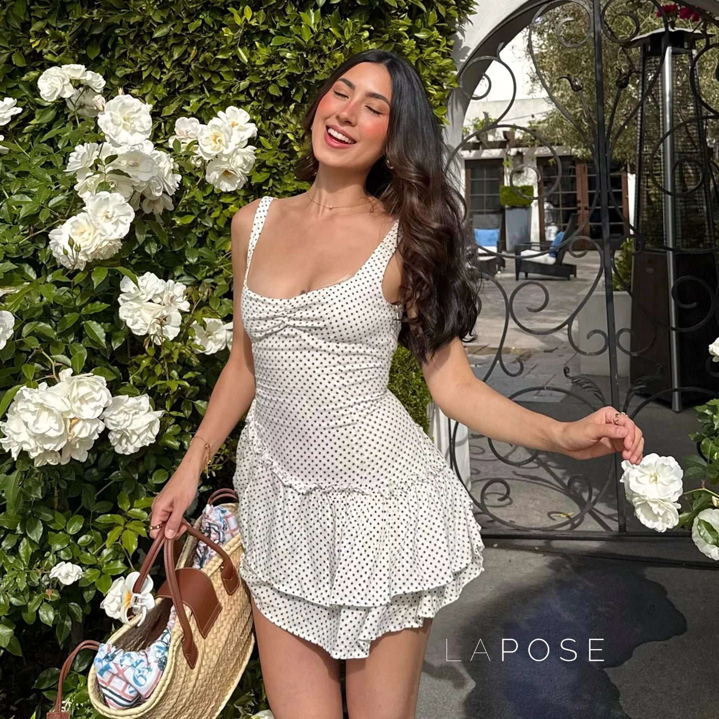Jumana Polka Dot Smocked Mini Dress