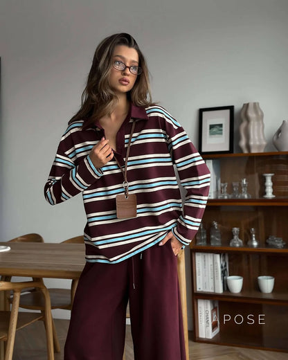 Kaelin Contrast Striped Knit Polo