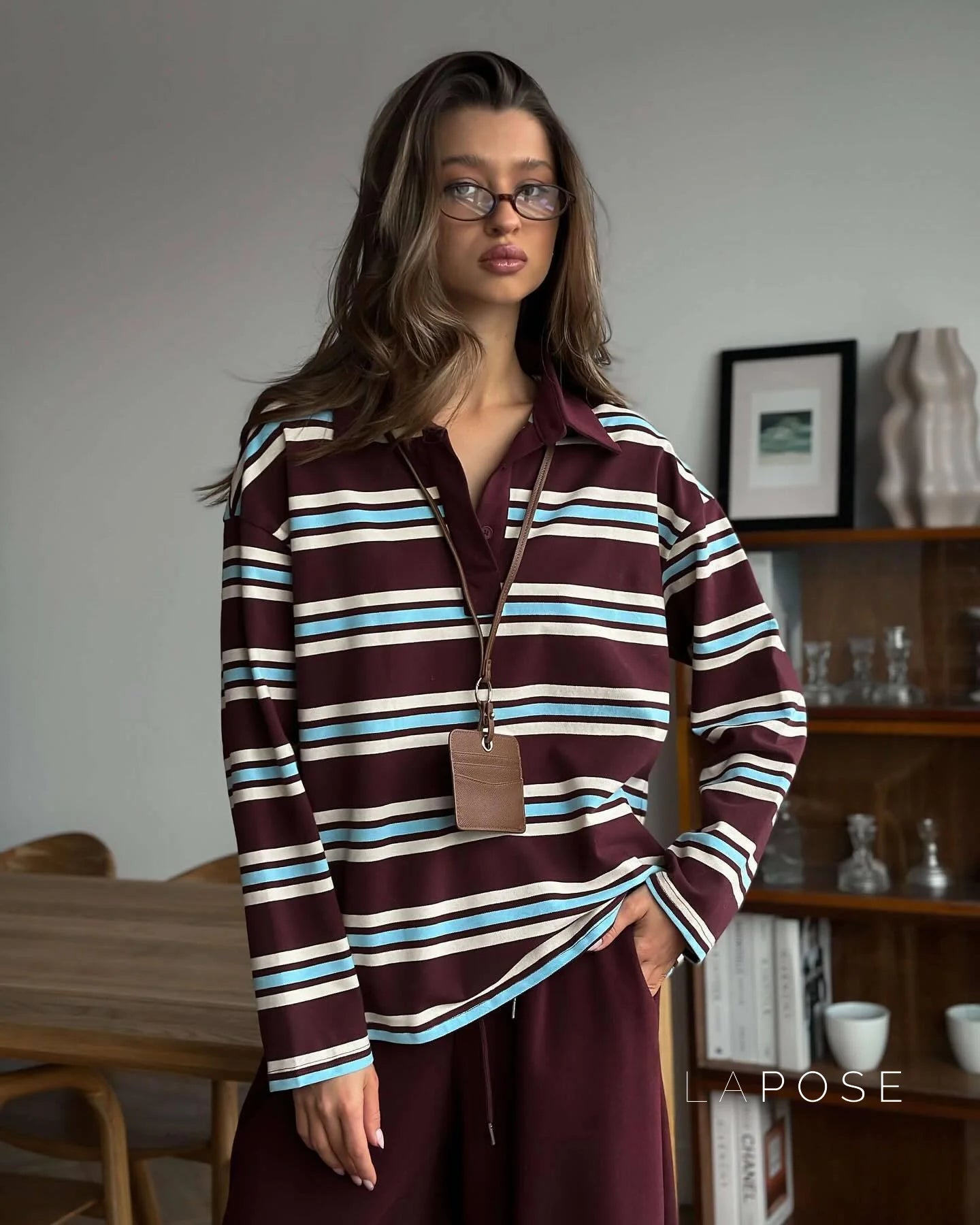Kaelin Contrast Striped Knit Polo
