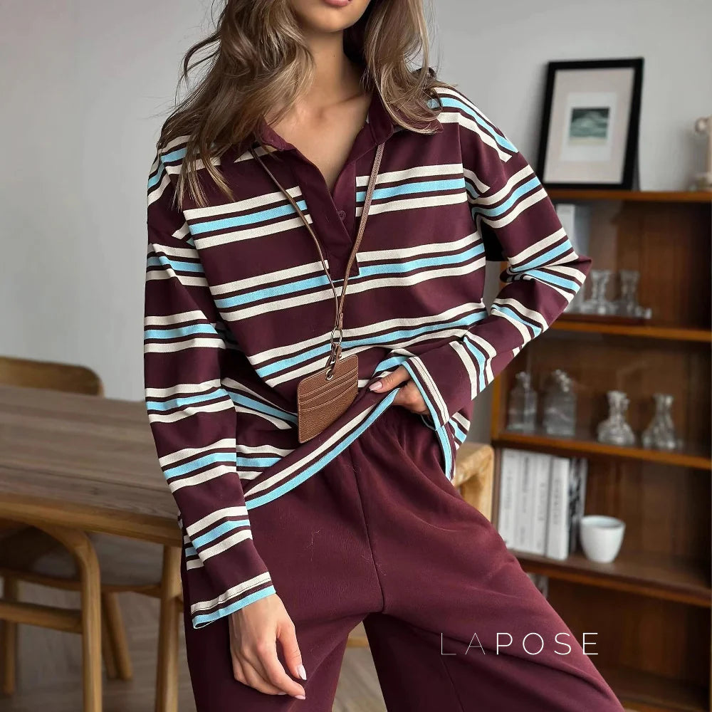 Kaelin Contrast Striped Knit Polo