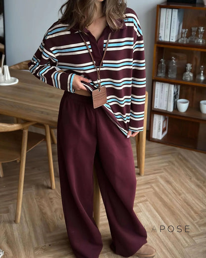 Kaelin Contrast Striped Knit Polo