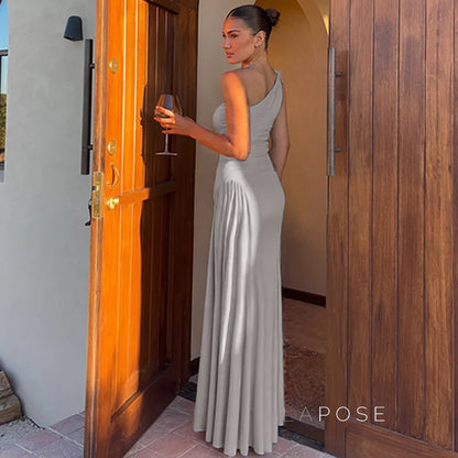 Kamoni One-Shoulder Ruched Maxi Dress