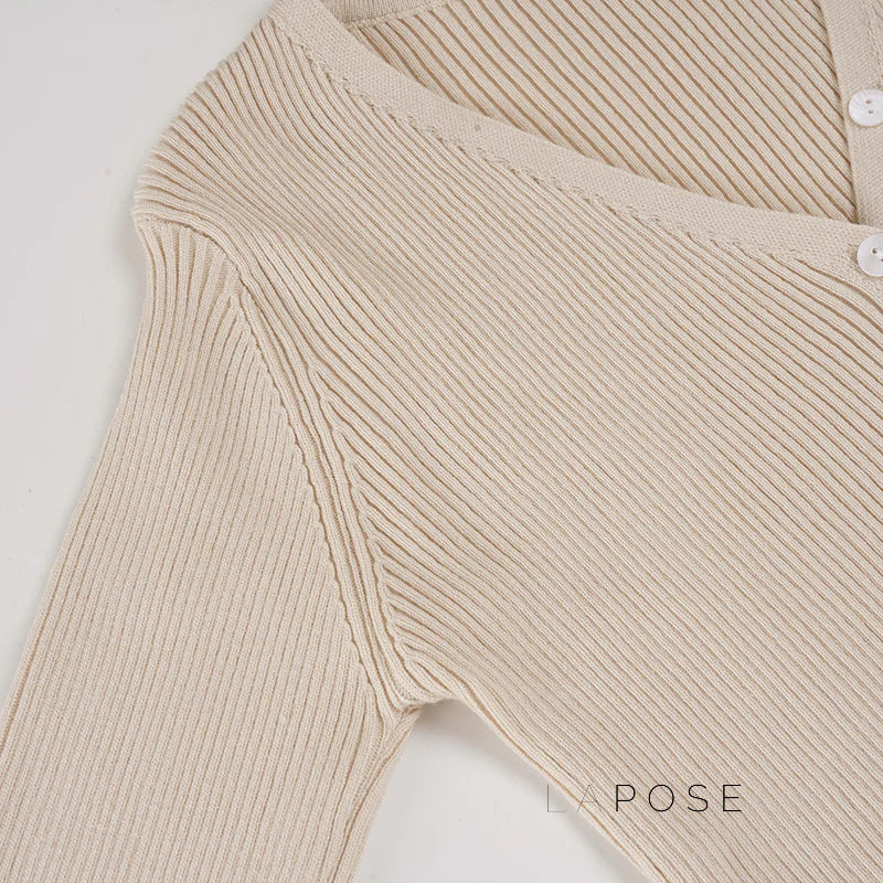 Karaline Ribbed Knit V-Neck Top
