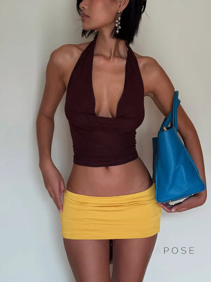 Kensi Halter Open Back Skirt Set