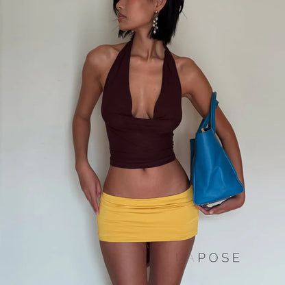 Kensi Halter Open Back Skirt Set