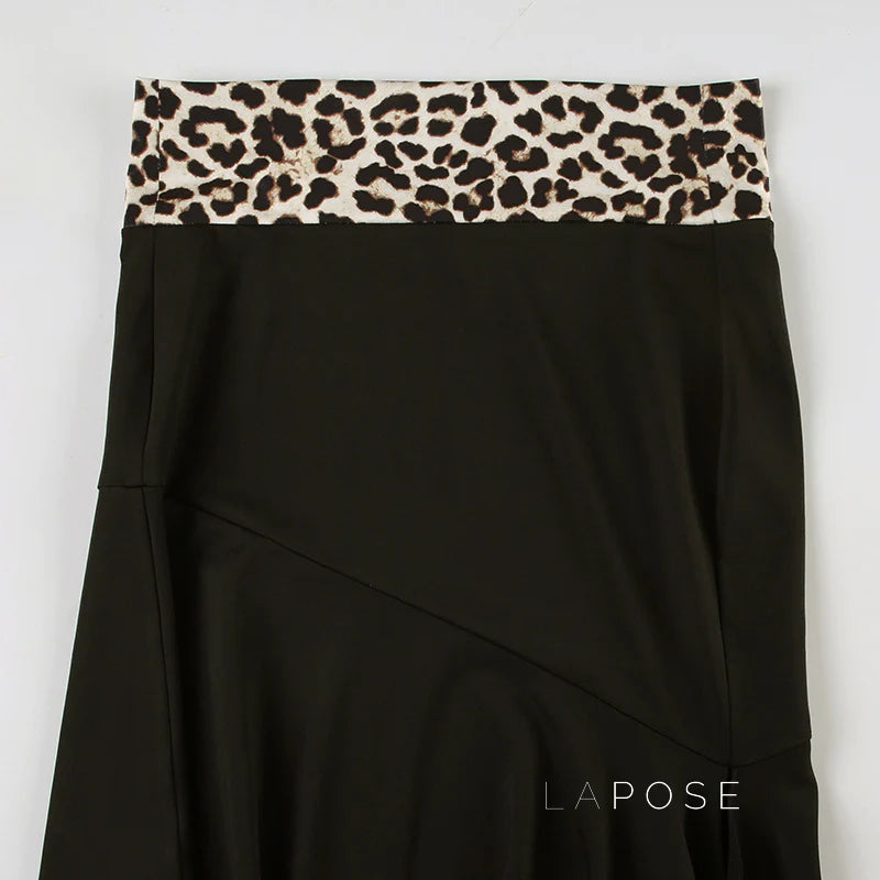 Khelani Leopard Asymmetric Skirt Set