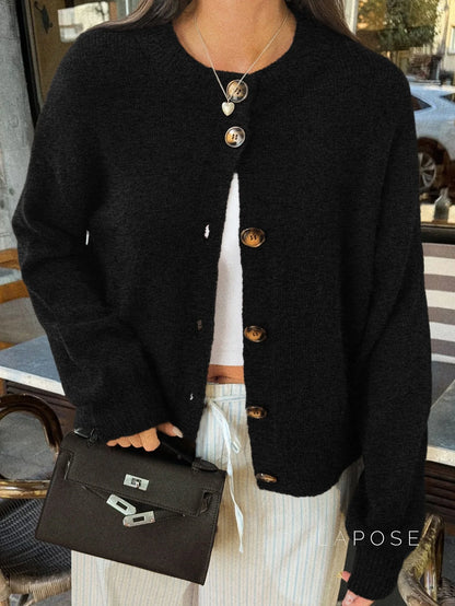Kristy Button-Front Knit Cardigan
