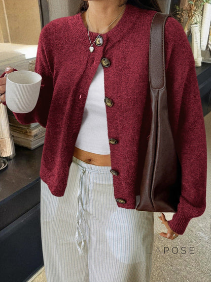Kristy Button-Front Knit Cardigan