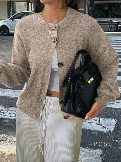 Kristy Button-Front Knit Cardigan