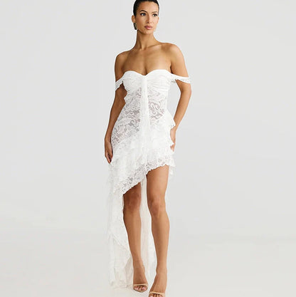 Lace Patchwork Strapless Mini Dress