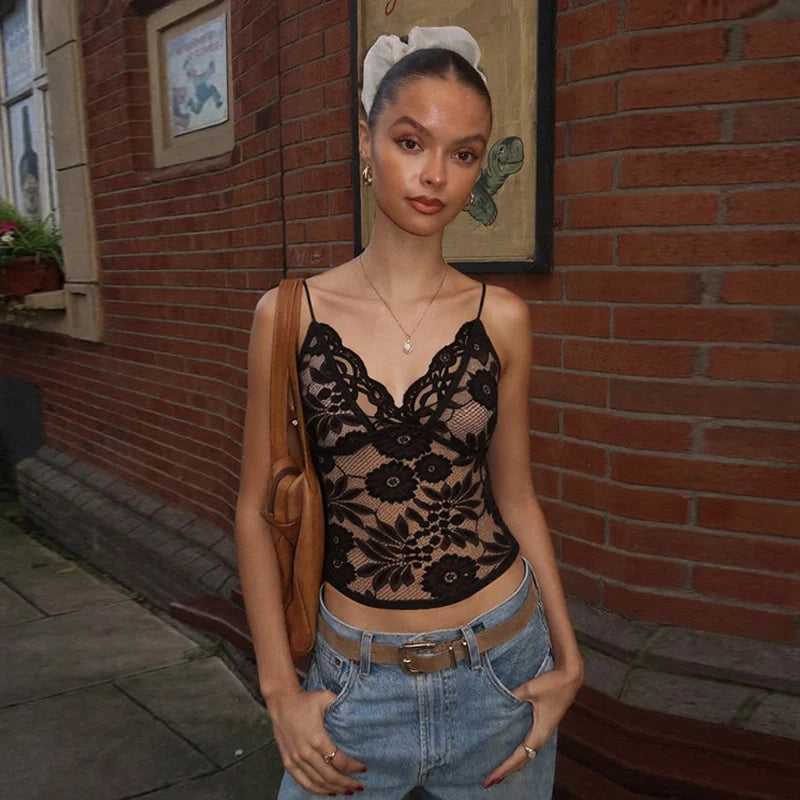 Lace See-Through V-Neck Camisole