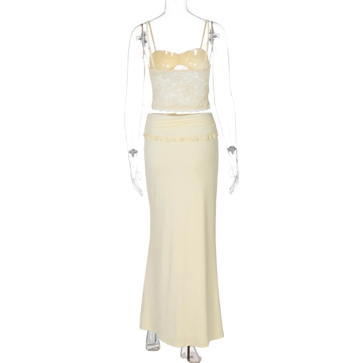 Lace Trim Camisole & Fishtail Skirt Set