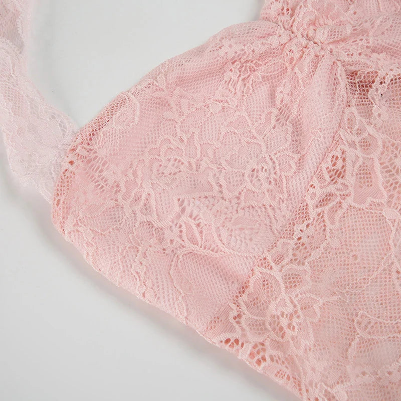 Lace Trim Halter Camisole Top