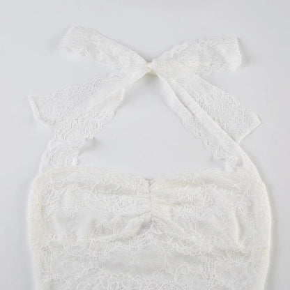 Lace Trim Halter Camisole Top