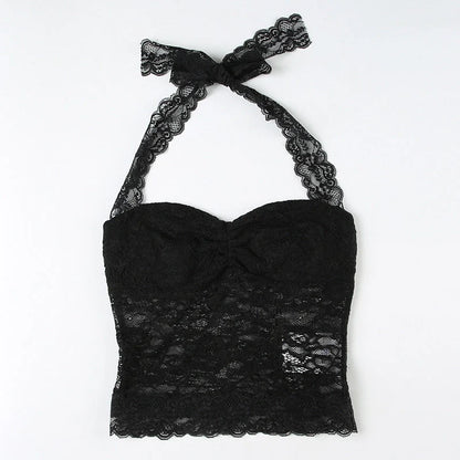 Lace Trim Halter Camisole Top