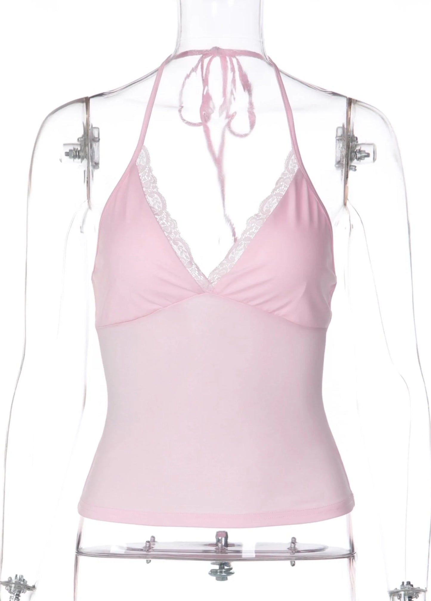 Lace Trim V-Neck Halter Top