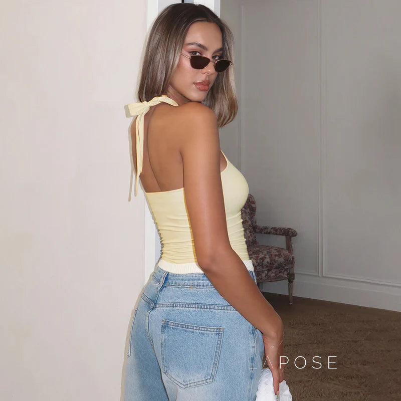 Lahna Halter Backless Crop Top