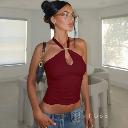Lahna Halter Backless Crop Top