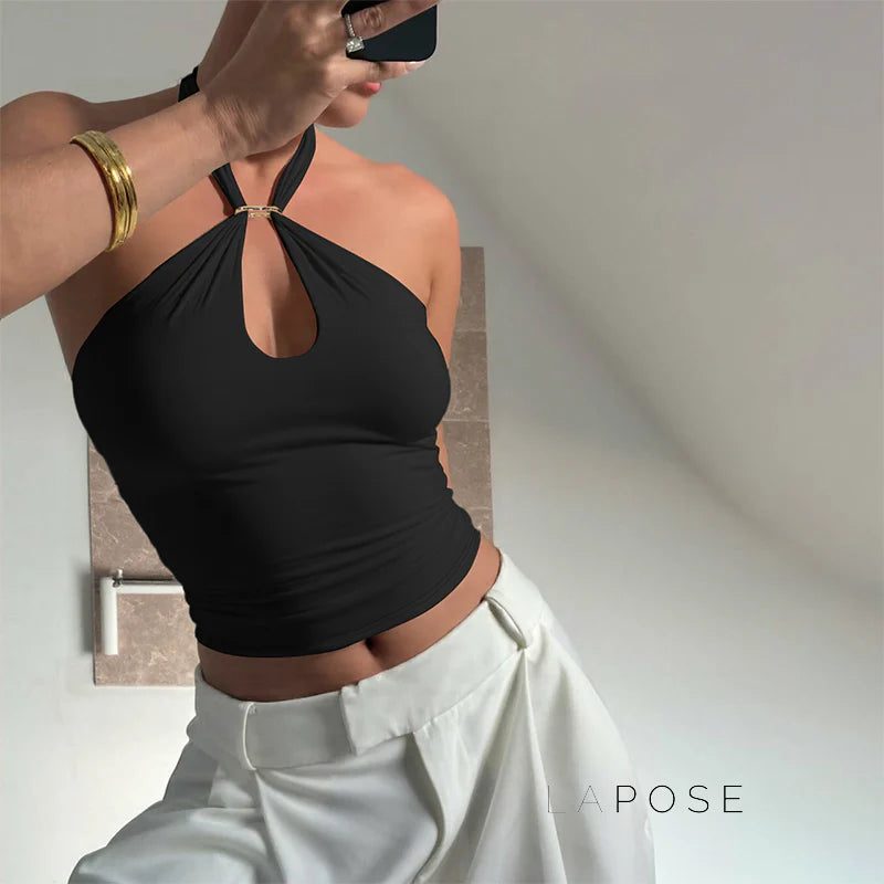 Lahna Halter Backless Crop Top