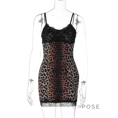 Laiyla Leopard Lace Halter Dress