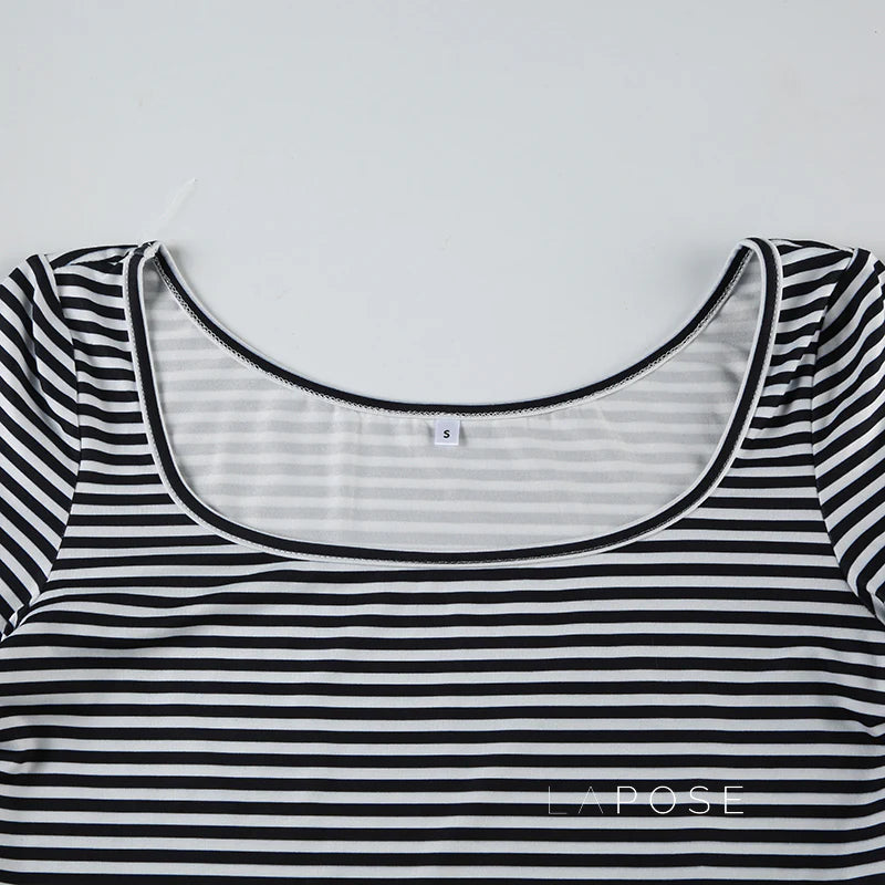 Lauren Striped Long Sleeve Crop Top