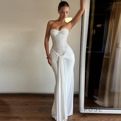 Lemon Strapless Sequin Maxi Dress