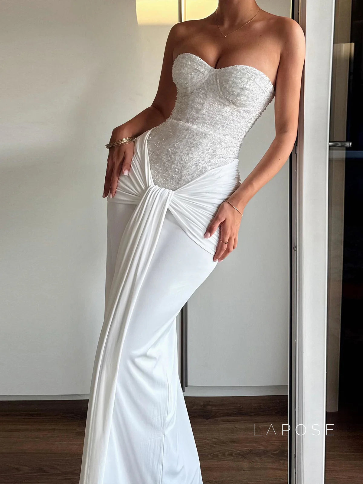 Lemon Strapless Sequin Maxi Dress