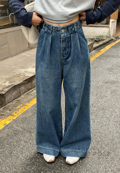 Lemon Wide-Leg Denim Pants